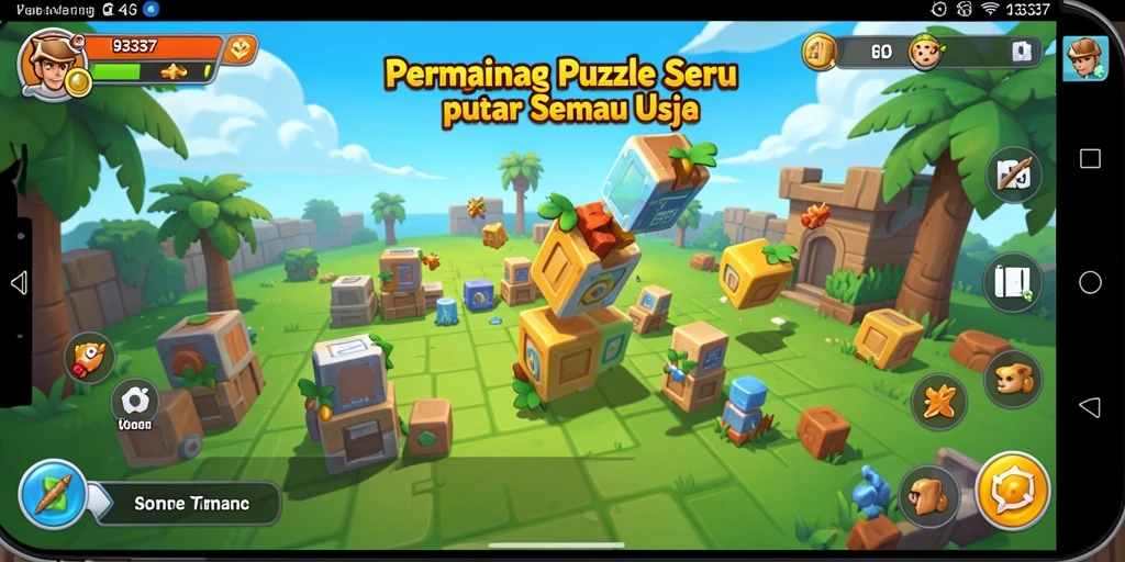 Screenshot gameplay 93337 dengan tampilan puzzle yang menarik.