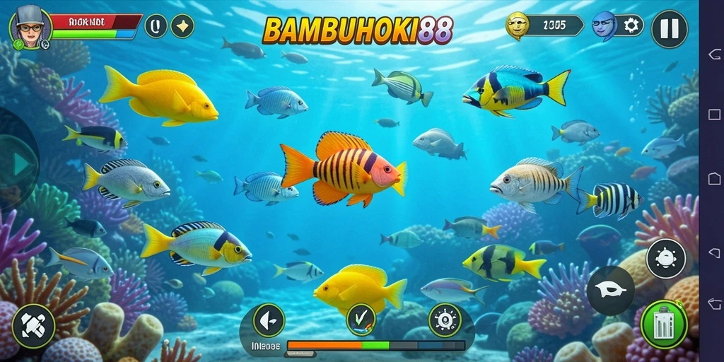 Screenshot gameplay BAMBUHOKI88 yang menarik dengan aksi tembak ikan seru.