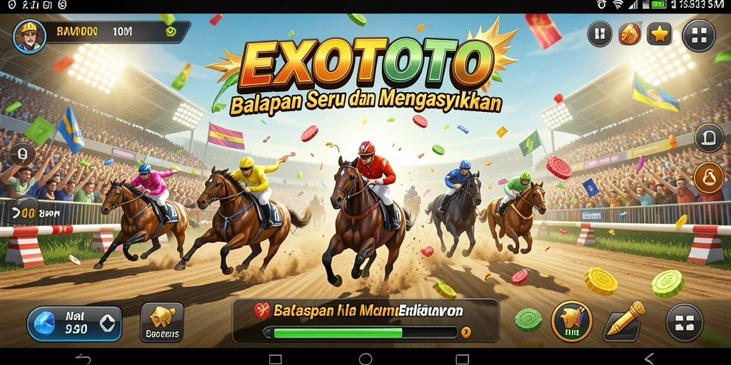 Tangkapan layar game <strong>EXOTOTO</strong> menampilkan aksi balapan yang mendebarkan dan grafis memukau.
