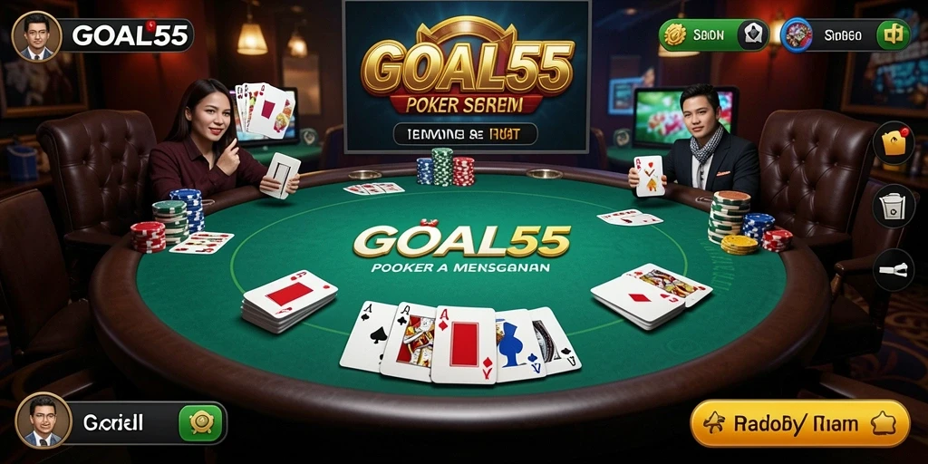 Tampilan gameplay Poker yang menarik di GOAL55.