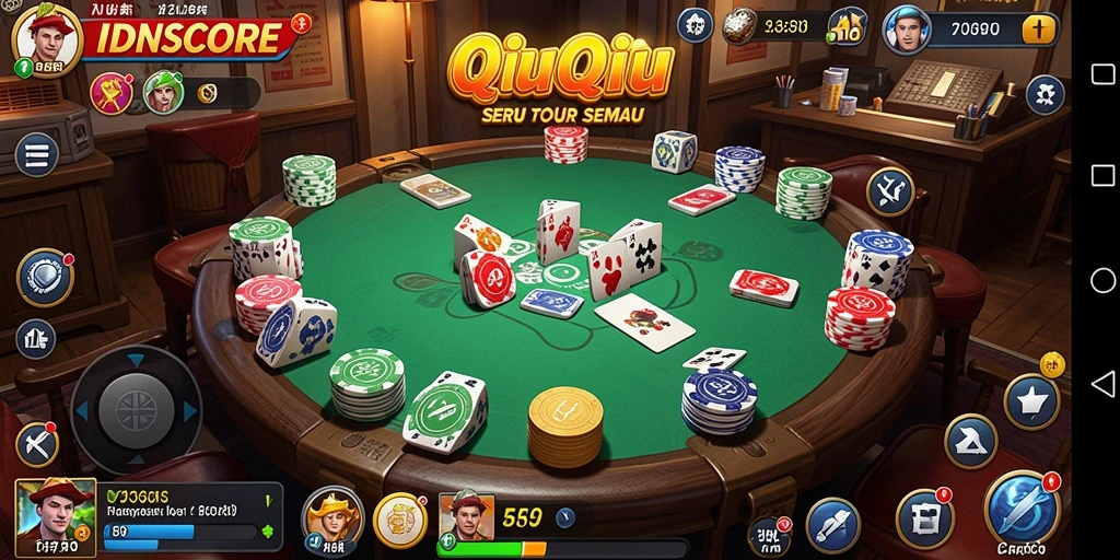 Tampilan menarik dari gameplay QiuQiu di IDNSCORE.
