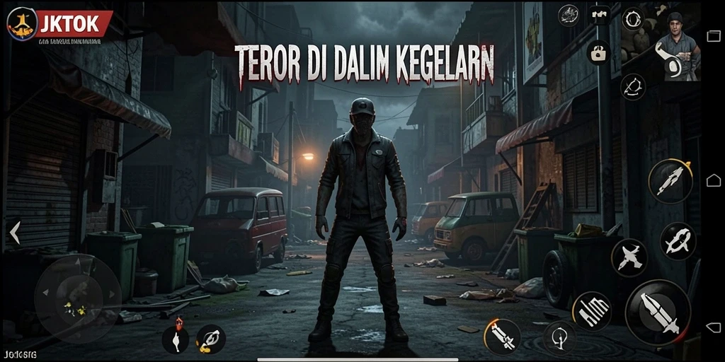 Tangkapan layar menampilkan gameplay menegangkan di area gelap.