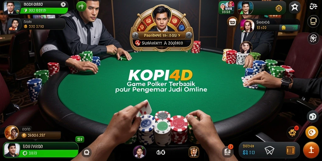Screenshot gameplay KOPI4D menampilkan suasana meja Poker yang seru.