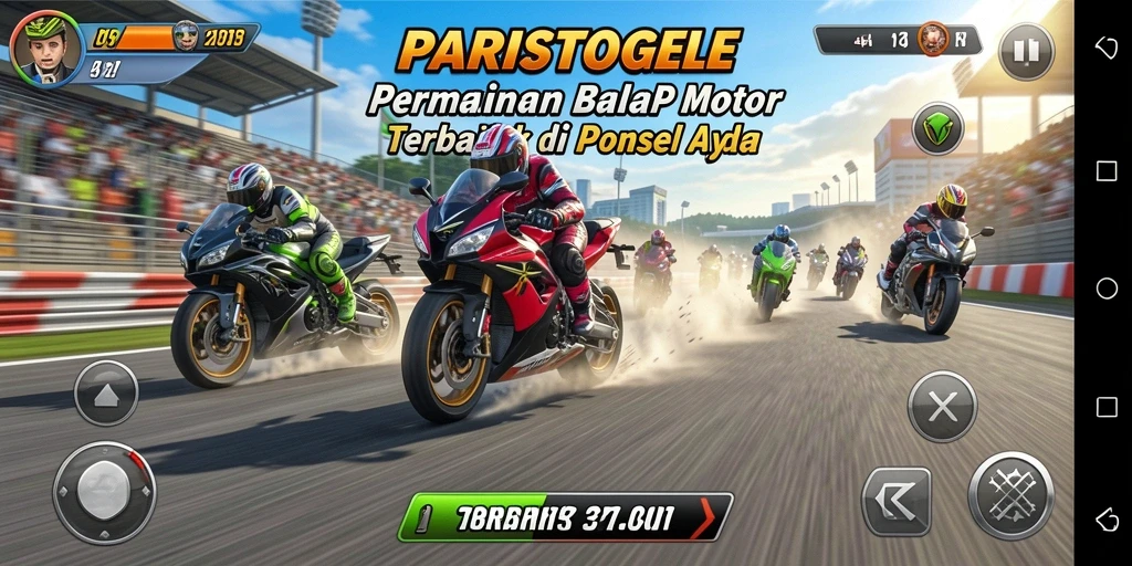 Tampilan gameplay PARISTOGEL yang penuh aksi dan kecepatan balap motor.