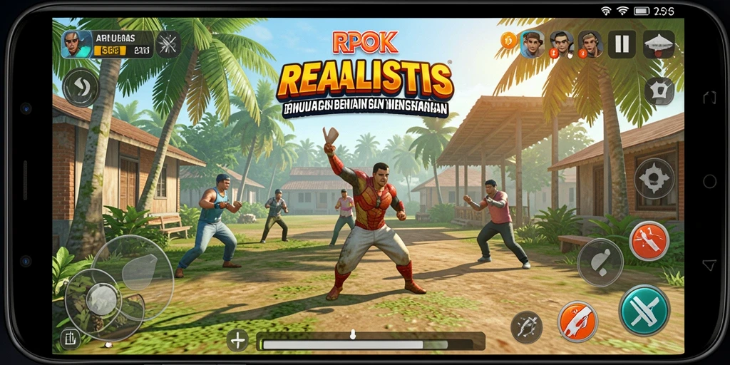 Tampilan gameplay RPOK menampilkan lingkungan yang realistis dan interaksi mendalam.